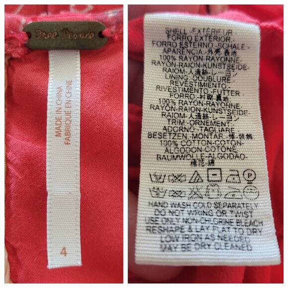 Free People All Eyes On You Floral Mini Swing Dress 4 Coral 3/4 Bell Sleeve - Picture 15 of 16